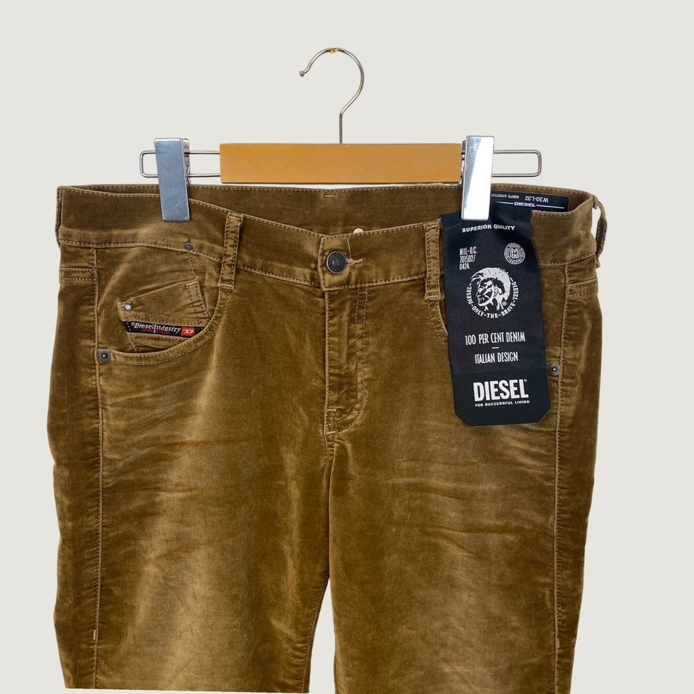 Diesel 1969 D-Ebbey Tan Camel Velvet Denim Jeans Bootcut Flare 30x32 NWT 395$